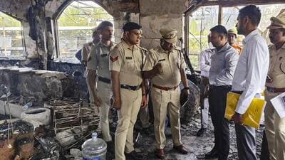 Police and forensic personnel inspect the site where a fire killed 25 people at the Birch by Romeo Lane nightclub, in Arpora, Goa. (PTI File Photo) Police and forensic personnel inspect the site where a fire killed 25 people at the Birch by Romeo Lane nightclub, in Arpora, Goa. (PTI File Photo)
