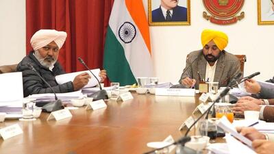 Punjab chief minister Bhagwant Mann chairing the cabinet meeting on Saturday. (HT Photo) Punjab chief minister Bhagwant Mann chairing the cabinet meeting on Saturday. (HT Photo)