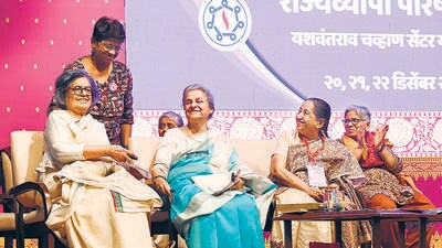The women's liberation movement is completing 50 years, and on this occasion, a three-day state-level conference was organized at the Yashwantrao Chavan Center, in the presence of the chief guests of this conference were Dr. Indira Jaising, Dr. Saeeda Hameed, President of Maharashtra Stree Mukti Parishad, Sharda Sathe and other dignitaries, in Mumbai, India, on Saturday, Dec 20, 2025. (Photo by Bhushan Koyande/HT Photo) The women's liberation movement is completing 50 years, and on this occasion, a three-day state-level conference was organized at the Yashwantrao Chavan Center, in the presence of the chief guests of this conference were Dr. Indira Jaising, Dr. Saeeda Hameed, President of Maharashtra Stree Mukti Parishad, Sharda Sathe and other dignitaries, in Mumbai, India, on Saturday, Dec 20, 2025. (Photo by Bhushan Koyande/HT Photo)