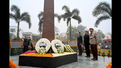 Tributes were paid to 44 martyrs from Gautam Budh Nagar. (Sunil Ghosh/HT Photo) Tributes were paid to 44 martyrs from Gautam Budh Nagar. (Sunil Ghosh/HT Photo)