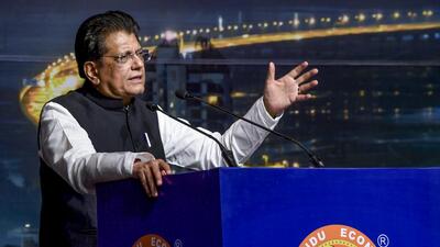 Union Minister of Commerce and Industry Piyush Goyal addresses the World Hindu Economic Forum 2025, in Mumbai (PTI) Union Minister of Commerce and Industry Piyush Goyal addresses the World Hindu Economic Forum 2025, in Mumbai (PTI)
