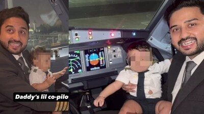 A heartwarming video showed an Indian pilot flying with his little son for the first time. (Instagram/healthcoachguna) A heartwarming video showed an Indian pilot flying with his little son for the first time. (Instagram/healthcoachguna)