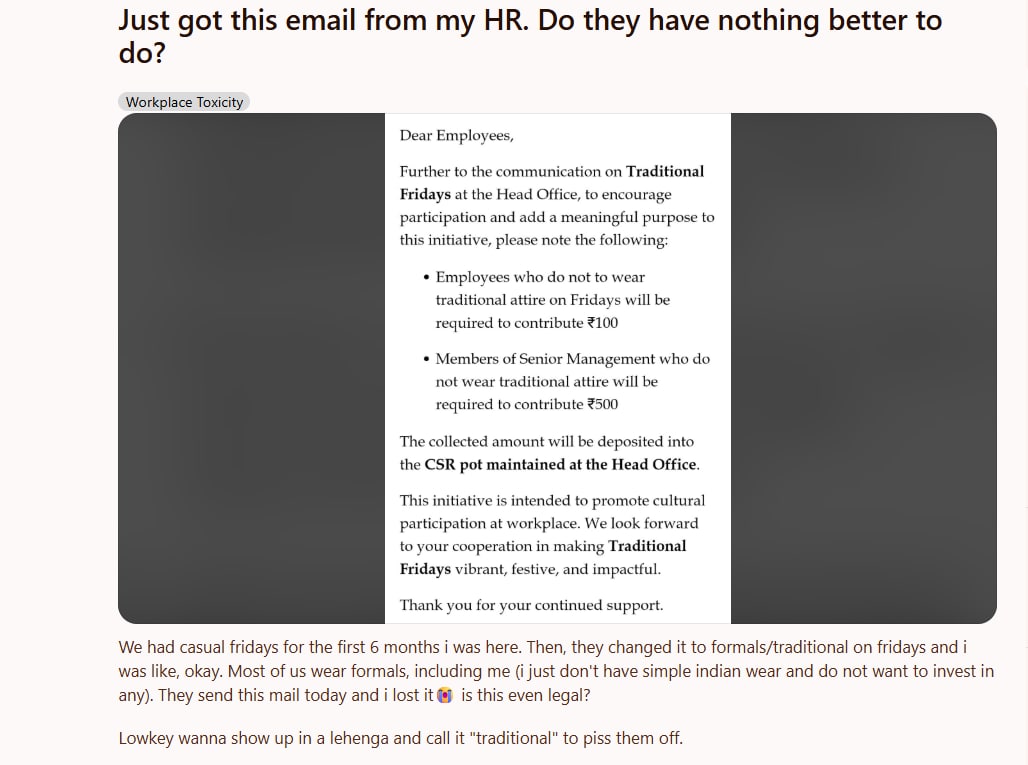 Reddit post by an employee. (Screengrab (Reddit))