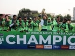 Pakistan bundled India out for 156 and won the match by 191 runs. This was their second U19 Asia Cup title.(PCB/x.com)