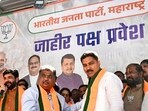 BJP conducted large-scale induction drive on Saturday, informally described as a “mega bharti,” as several corporators, former candidates, and relatives of opposition MLAs joined the party. (HT) BJP conducted large-scale induction drive on Saturday, informally described as a “mega bharti,” as several corporators, former candidates, and relatives of opposition MLAs joined the party. (HT)