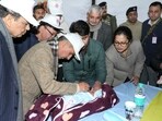 Chief minister Sukhvinder Singh Sukhu on Sunday launched the state-level Intensified Pulse Polio Campaign at Kamla Nehru Hospital, Shimla, on the occasion of National Immunisation Day.He also administered polio drops to young children. (HT Photo)