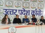 Congress leaders at a press briefing in Lucknow on Saturday Congress leaders at a press briefing in Lucknow on Saturday