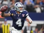 Dallas Cowboys quarterback Dak Prescott (4) prepares to pass against the Los Angeles Chargers