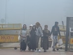 Air quality in Delhi neared the ‘severe’ mark on Sunday as toxic smog covered the city. At 8 am on Sunday, the AQI stood at 387. Air quality in Delhi neared the ‘severe’ mark on Sunday as toxic smog covered the city. At 8 am on Sunday, the AQI stood at 387.