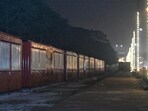 The structures that will house a food street near Janeshwar Mishra Park (Mushtaq Ali/HT) The structures that will house a food street near Janeshwar Mishra Park (Mushtaq Ali/HT)