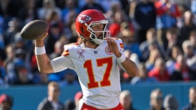 Kansas City Chiefs quarterback Gardner Minshew looks to pass during the first half of an NFL football game against the Tennessee Titans (AP) Kansas City Chiefs quarterback Gardner Minshew looks to pass during the first half of an NFL football game against the Tennessee Titans (AP)