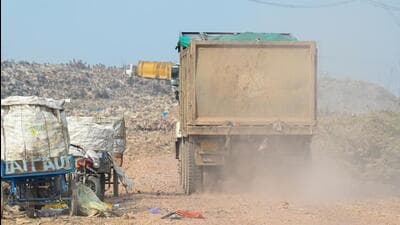 In 2018, when the Authority started dumping the waste at a vacant plot owned by it, villagers opposed the site stating that the plot was close to Hindon river, and it would cause river pollution, and also health issues to them. They were assured it was a temporary site, and would be shifted to Astoli village in Greater Noida. (Sunil Ghosh/HT Photo) In 2018, when the Authority started dumping the waste at a vacant plot owned by it, villagers opposed the site stating that the plot was close to Hindon river, and it would cause river pollution, and also health issues to them. They were assured it was a temporary site, and would be shifted to Astoli village in Greater Noida. (Sunil Ghosh/HT Photo)