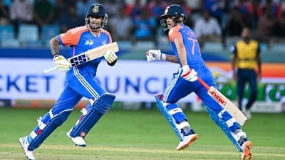 India captain Suryakumar Yadav and Shubman Gill take a run. (AFP) (HT_PRINT) India captain Suryakumar Yadav and Shubman Gill take a run. (AFP) (HT_PRINT)