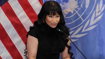 Nicki Minaj speaks during the panel discussion "Combatting Religious Violence and the Killing of Christians in Nigeria" at the US Mission to the United Nations in New York City. (AFP) Nicki Minaj speaks during the panel discussion "Combatting Religious Violence and the Killing of Christians in Nigeria" at the US Mission to the United Nations in New York City. (AFP)