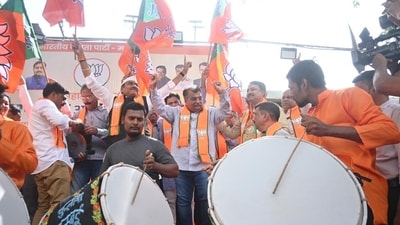 The BJP stood out with 117 municipal president posts and over 3,300 councillor seats, accounting for nearly 48% of the total councillors elected. (HT Photo) The BJP stood out with 117 municipal president posts and over 3,300 councillor seats, accounting for nearly 48% of the total councillors elected. (HT Photo)