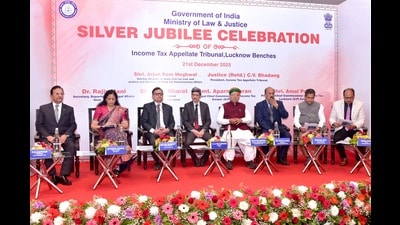 The silver jubilee celebration of the Income Tax Appellate Tribunal, Lucknow bench, on Sunday. (HT)