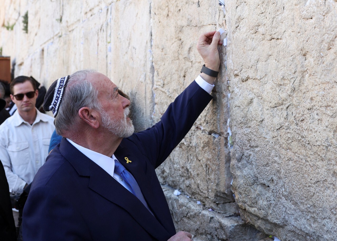 Huckabee visits Jerusalem's Western Wall, one of Judaism's holiest sites. Huckabee visits Jerusalem's Western Wall, one of Judaism's holiest sites.