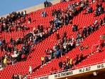 Fans at Arrowhead Stadium leave after the Kansas City Chiefs lost after a game against Los Angeles Chargers. 
