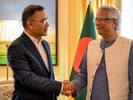 Bangladesh Chief Adviser Muhammad Yunus (R) and acting Bangladesh Nationalist Party (BNP) chairman Tarique Rahman (R) shaking hands during a meeting in London. Bangladesh Chief Adviser Muhammad Yunus (R) and acting Bangladesh Nationalist Party (BNP) chairman Tarique Rahman (R) shaking hands during a meeting in London.
