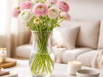 A delicate glass vase for flowers adds instant charm, enhancing tables and corners with fresh blooms and playful home decor touches.(AI generated)