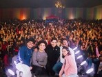 Singer Anuv Jain with team members after the performance in Lucknow