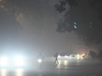 Reduced visibility on Monday morning as fog, paired with pollution, engulfs the city. (Arvind Yadav/HT Photo) Reduced visibility on Monday morning as fog, paired with pollution, engulfs the city. (Arvind Yadav/HT Photo)