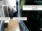 This handout photo from a court exhibit released by the NSW Courts as part of the police facts sheet on December 22, 2025 shows a frame grab taken from closed-circuit television camera (CCTV) video footage of Sajid and Naveed Akram allegedly exiting 103 Brighton Avenue in Campsie on December 14, 2025 as they carried items wrapped in blankets.