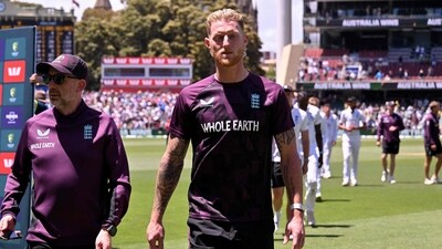 England captain Ben Stokes leads his players from the field. (AFP) England captain Ben Stokes leads his players from the field. (AFP)