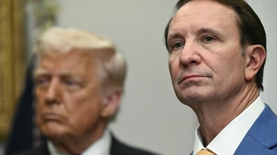 Trump and Louisiana Governor Jeff Landry attend an event with Hyundai executives in the Roosevelt Room of the White House in Washington, DC, in March 2025. (AFP) Trump and Louisiana Governor Jeff Landry attend an event with Hyundai executives in the Roosevelt Room of the White House in Washington, DC, in March 2025. (AFP)