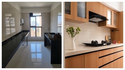 A visual of the before and after transformation of the home. Pictures: Eight Degree Design House. A visual of the before and after transformation of the home. Pictures: Eight Degree Design House.