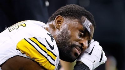 Pittsburgh Steelers' DK Metcalf wipes his face on the bench during the second half of an NFL football game against the Detroit Lions. (AP) Pittsburgh Steelers' DK Metcalf wipes his face on the bench during the second half of an NFL football game against the Detroit Lions. (AP)