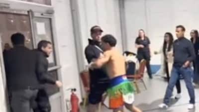 USA's Anthony Taylor and India's Neeraj Goyat clashed with each other following their bout. (Screengrab - X) USA's Anthony Taylor and India's Neeraj Goyat clashed with each other following their bout. (Screengrab - X)