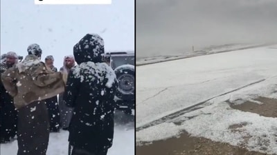Screengrab of videos of snowfall in parts of Saudi Arabia (X) Screengrab of videos of snowfall in parts of Saudi Arabia (X)