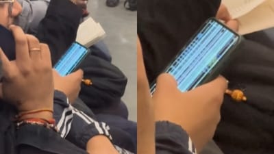 A passenger spotted in a metro using a broken phone went viral, (Instagram/dolph_14) A passenger spotted in a metro using a broken phone went viral, (Instagram/dolph_14)