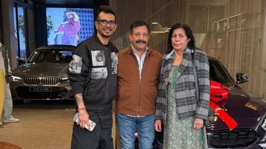 Yuzvendra Chahal’s new BMW comes with a heartfelt family tribute. (X Image)