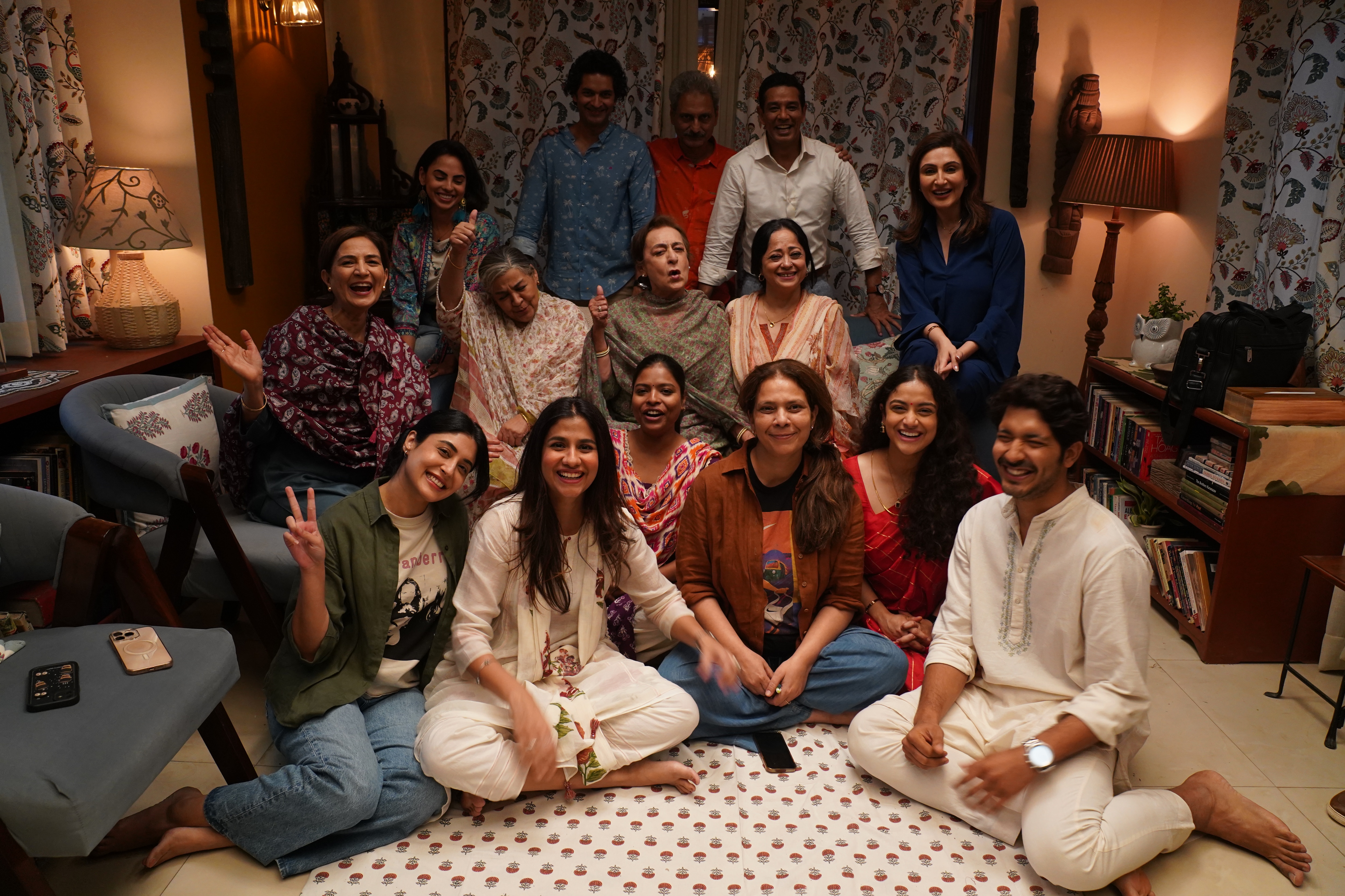 The cast of The Great Shamsuddin Family with director Anusha Rizvi (centre, front row) and producer Mahmood Farooqui (centre, last row) (Courtesy Anusha Rizvi) The cast of The Great Shamsuddin Family with director Anusha Rizvi (centre, front row) and producer Mahmood Farooqui (centre, last row) (Courtesy Anusha Rizvi)