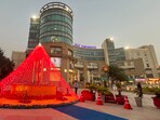 A decked up Christmas tree at MGF Metropolitan Mall (Parveen Kumar/HT)