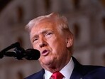 President Donald Trump speaks at his Mar-a-Lago club. President Donald Trump speaks at his Mar-a-Lago club.