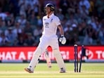 Ben Stokes reacts after being bowled by Nathan Lyon in the third Ashes Test.
