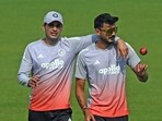 Shubman Gill (L) and teammate Axar Patel interact during a practice session Shubman Gill (L) and teammate Axar Patel interact during a practice session