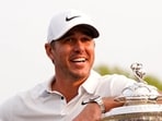 Brooks Koepka celebrates after winning the PGA Championship golf tournament at Oak Hill Country Club.