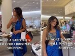 Indian-origin entrepreneur Sakshi Sharma Vaidya wearing a saree in a mall in the US. (Instagram/@uptownmommy)