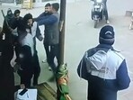 Police officials of Crossings Republik police station said that the two named persons, mentioned in the FIR, are residents but were not seen in the footage during the assault. (Video grab/HT photos) Police officials of Crossings Republik police station said that the two named persons, mentioned in the FIR, are residents but were not seen in the footage during the assault. (Video grab/HT photos)