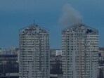 Smoke rises in the city after Russian drone and missile strikes, amid Russia's attack on Ukraine. 