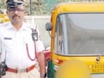 The three-wheeler is currently impounded at the KR Puram traffic police station. (x@blrcitytraffic)