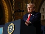 US President Donald Trump takes questions as he announces the creation of the Trump-class battleship during a statement to the media US President Donald Trump takes questions as he announces the creation of the Trump-class battleship during a statement to the media