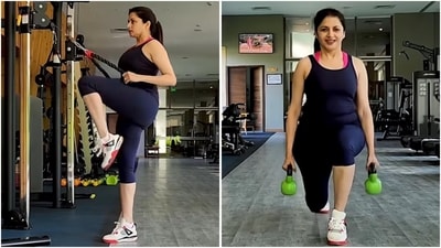 Bhagyashree shares quick 3-set workout for busy days and travel. (Instagram/@bhagyashree.online) Bhagyashree shares quick 3-set workout for busy days and travel. (Instagram/@bhagyashree.online)