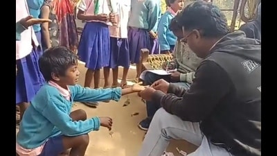 A medical team attending to villagers on Tuesday (HT PHOTO) A medical team attending to villagers on Tuesday (HT PHOTO)