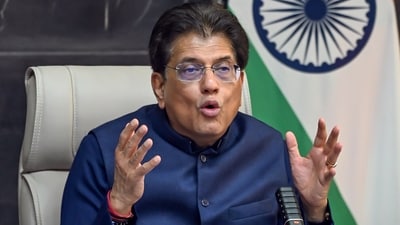 Union Minister of Commerce and Industry Piyush Goyal addresses a press conference at Vanjiya Bhawan, in New Delhi on Monday. (ANI Photo/Jitender Gupta) (Jitender Gupta) Union Minister of Commerce and Industry Piyush Goyal addresses a press conference at Vanjiya Bhawan, in New Delhi on Monday. (ANI Photo/Jitender Gupta) (Jitender Gupta)