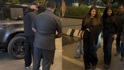 Aishwarya Rai, Abhishek Bachchan and Aaradhya Bachchan were seen together at the Mumbai airport. Aishwarya Rai, Abhishek Bachchan and Aaradhya Bachchan were seen together at the Mumbai airport.